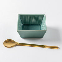 波佐見焼 永泉 十草(角)プレート ミニディープ(ターコイズ) 波佐見焼 永泉 波佐見焼