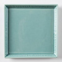 波佐見焼 永泉 十草(角)プレート スクエア(ターコイズ) 波佐見焼 永泉 波佐見焼