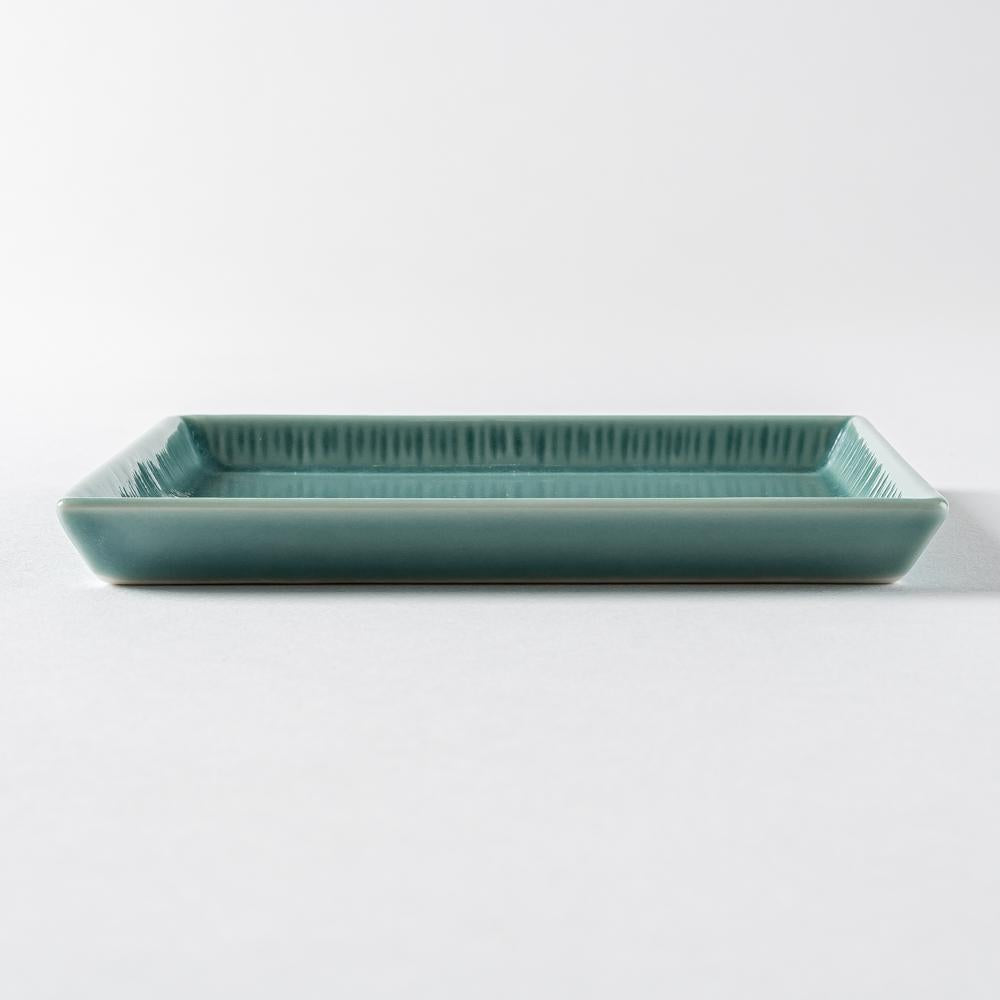 波佐見焼 永泉 十草(角)プレート スクエア(ターコイズ) 波佐見焼 永泉 波佐見焼