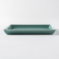 波佐見焼 永泉 十草(角)プレート スクエア(ターコイズ) 波佐見焼 永泉 波佐見焼