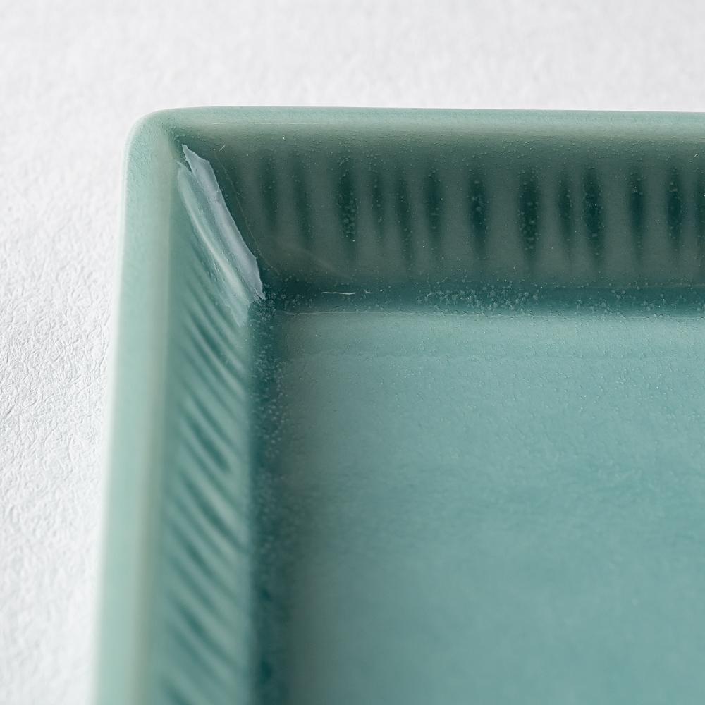 波佐見焼 永泉 十草(角)プレート スクエア(ターコイズ) 波佐見焼 永泉 波佐見焼