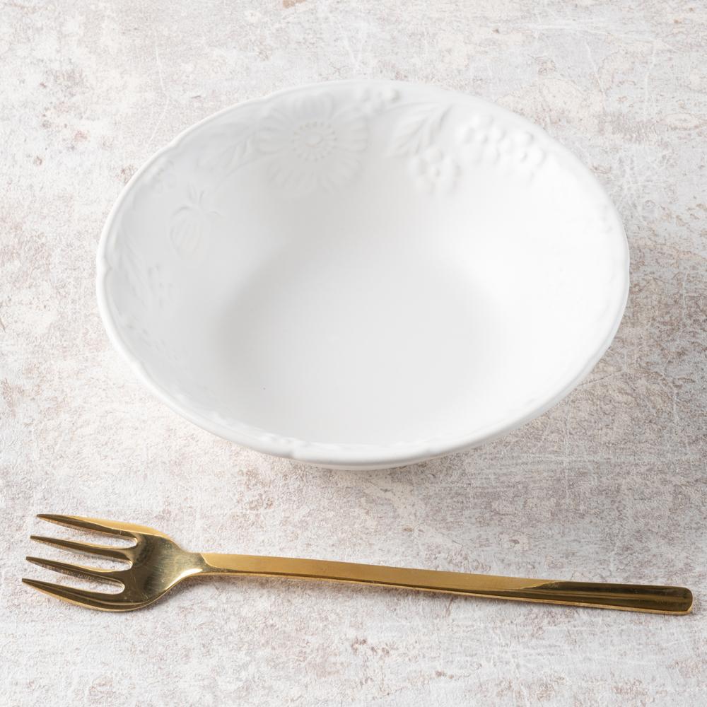 光泉窯 マーガレット柄 レリーフ ボウル 小鉢 (白マット) 萬古焼 光泉窯 萬古焼