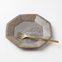 津軽金山焼 黒ひだすき 八角皿 津軽金山焼 津軽金山焼