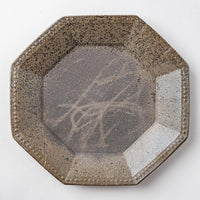 津軽金山焼 黒ひだすき 八角皿 津軽金山焼 津軽金山焼