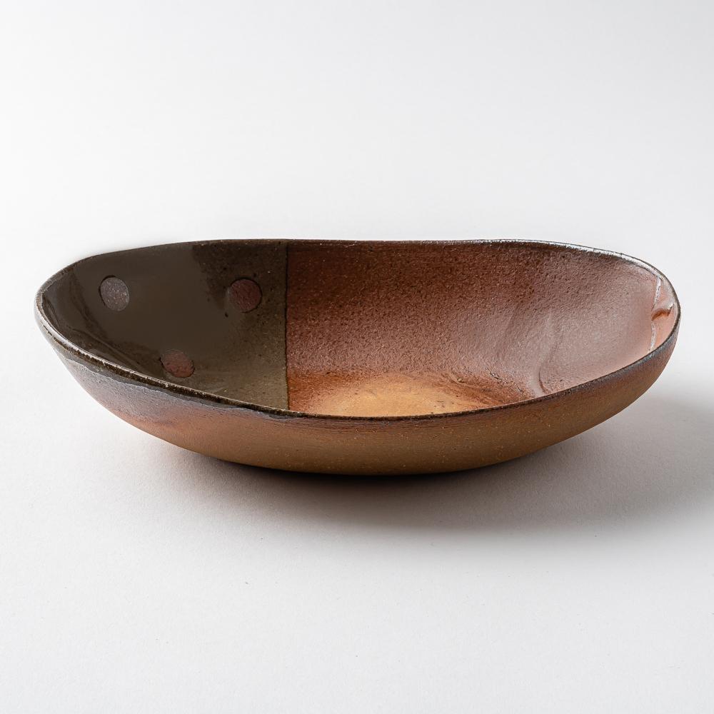 津軽金山焼 楕円カレー鉢 大 りんごの森 津軽金山焼 津軽金山焼