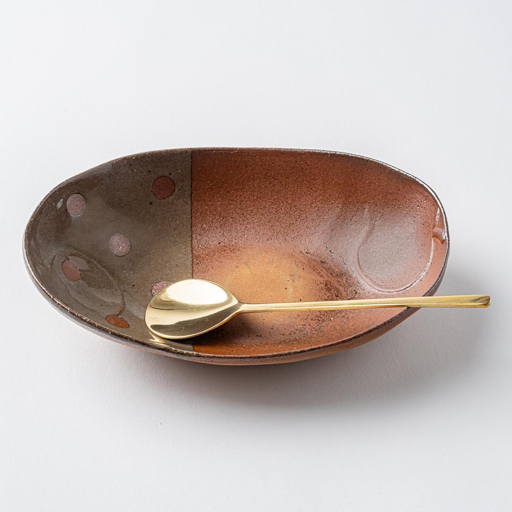 津軽金山焼 楕円カレー鉢 大 りんごの森 津軽金山焼 津軽金山焼