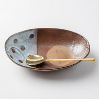 津軽金山焼 楕円カレー鉢 大 雪国 津軽金山焼 津軽金山焼