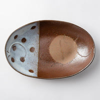 津軽金山焼 楕円カレー鉢 大 雪国 津軽金山焼 津軽金山焼