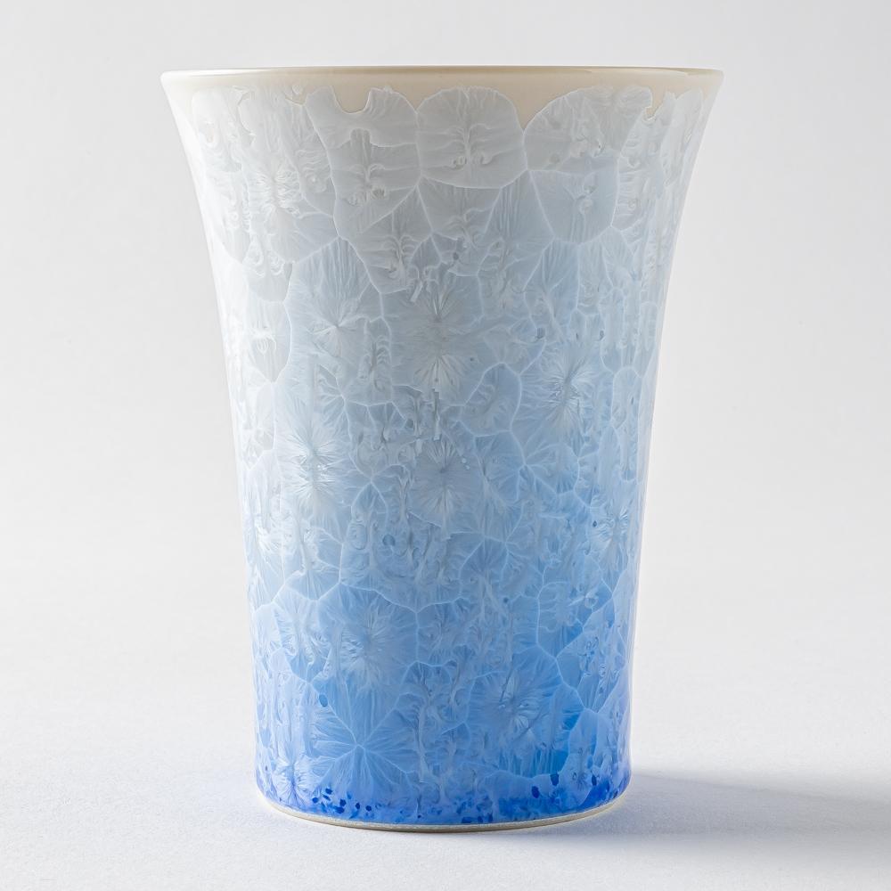 京焼・清水焼 陶あん 花結晶 フリーカップ（青白） – 大人の焼き物