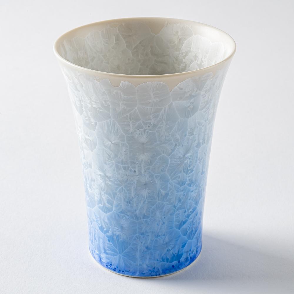 京焼・清水焼 陶あん 花結晶 フリーカップ（青白） – 大人の焼き物