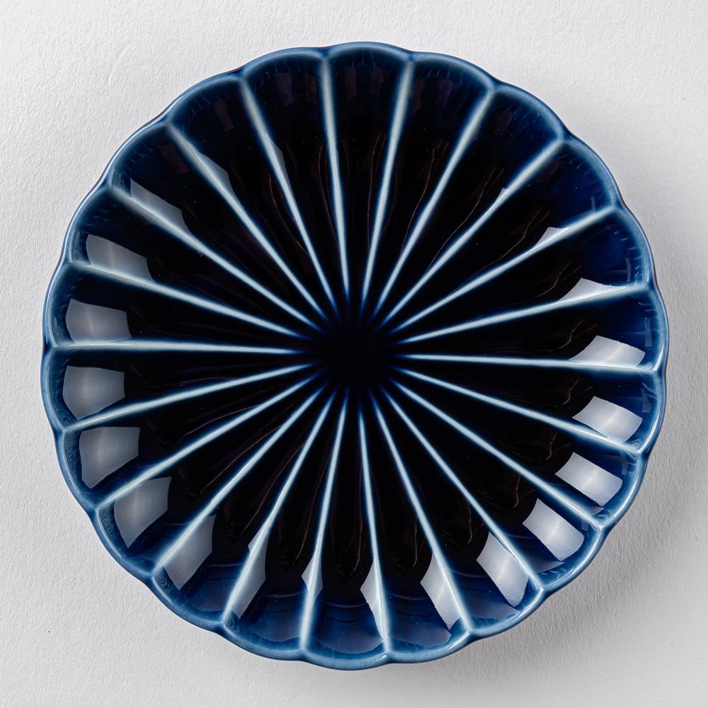 カネコ小兵製陶所 ぎやまん陶 茄子紺ブルー 四寸皿 美濃焼 カネコ小兵製陶所 美濃焼