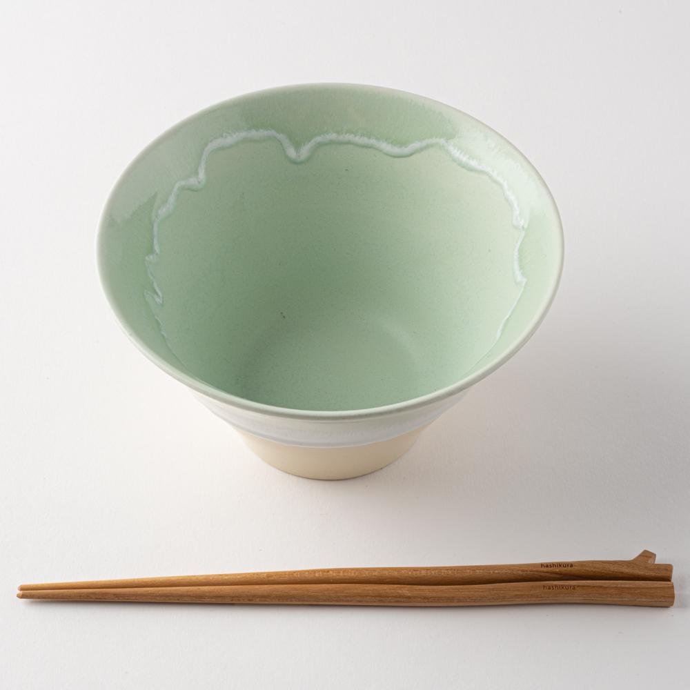 美濃焼 伸光窯 パステルジュレ反り鉢 グリーン×クリーム(L) 美濃焼 伸光窯 美濃焼