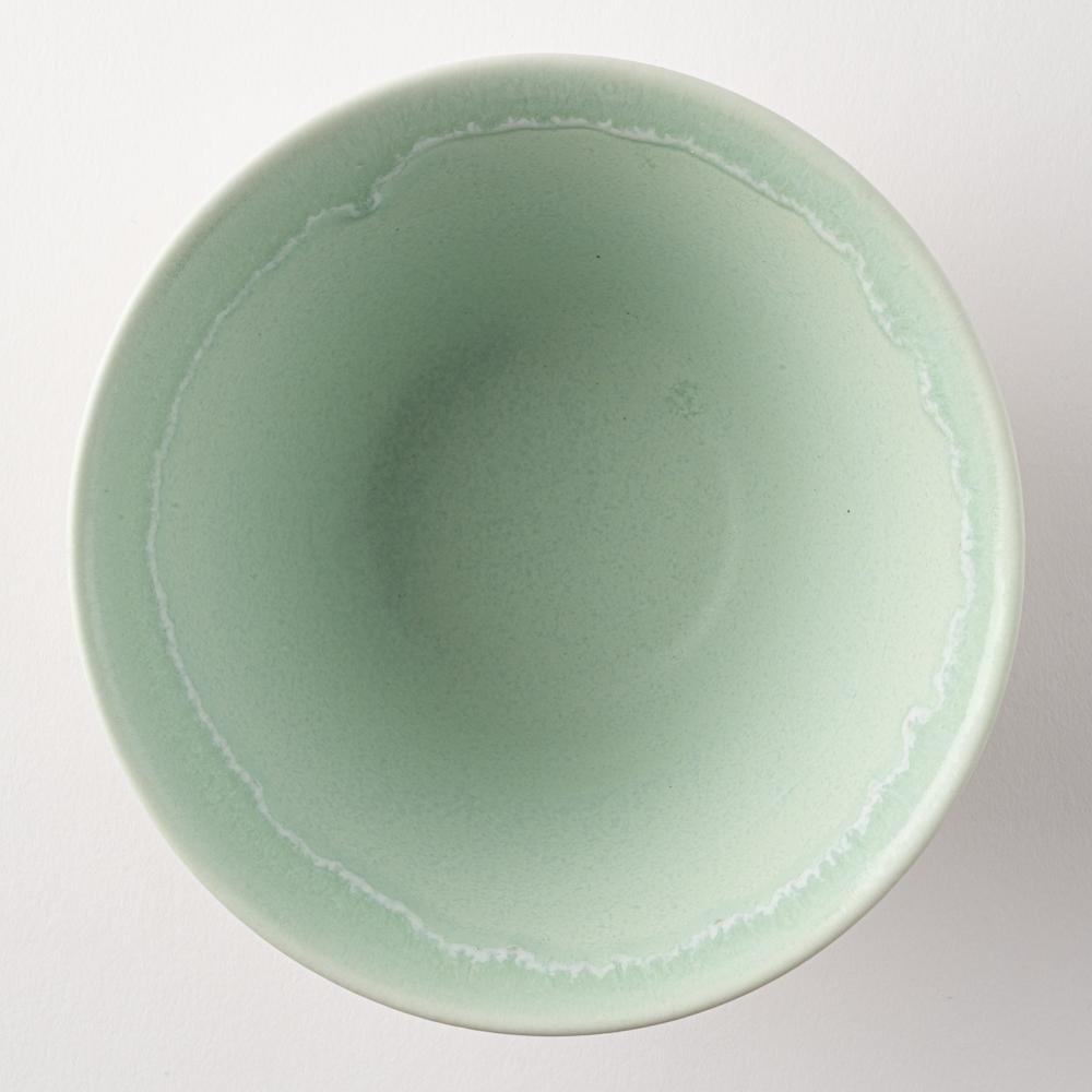 美濃焼 伸光窯 パステルジュレ反り鉢 グリーン×クリーム(M) ¥2,750