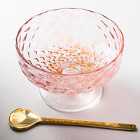 ななこ文様 コンポート サーモンピンク ガラス作家 坂田裕昭 ガラスもの