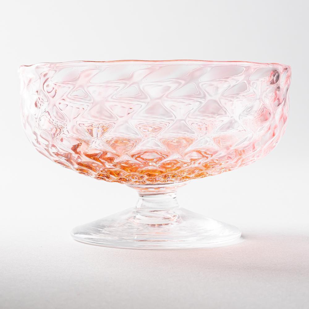 ななこ文様 コンポート サーモンピンク ガラス作家 坂田裕昭 ガラスもの