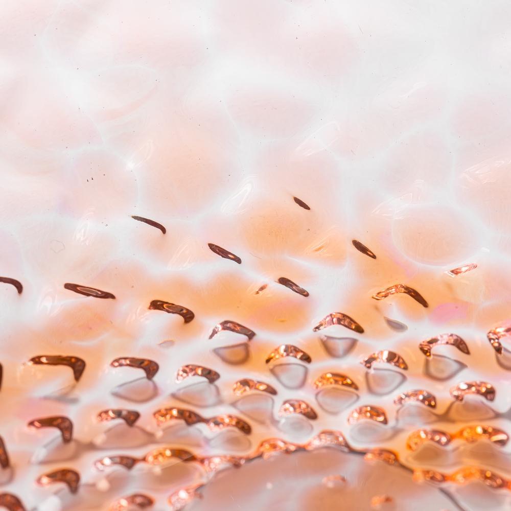 ななこ文様 コンポート サーモンピンク ガラス作家 坂田裕昭 ガラスもの