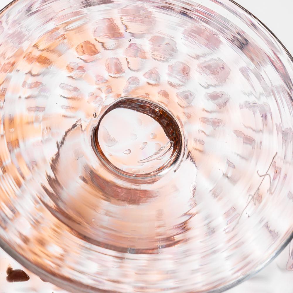 ななこ文様 コンポート サーモンピンク ガラス作家 坂田裕昭 ガラスもの