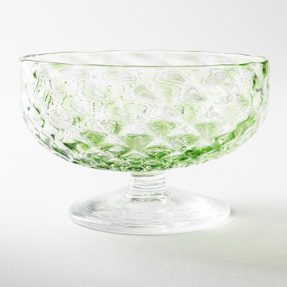 ななこ文様 コンポート 松葉色 ガラス作家 坂田裕昭 ガラスもの