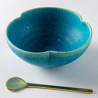 信楽焼 遊楽窯 トルコブルー 輪花小鉢 信楽焼 遊楽窯 信楽焼