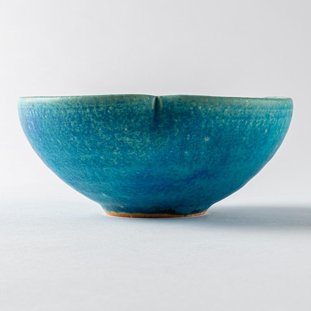 信楽焼 遊楽窯 トルコブルー 輪花小鉢 信楽焼 遊楽窯 信楽焼