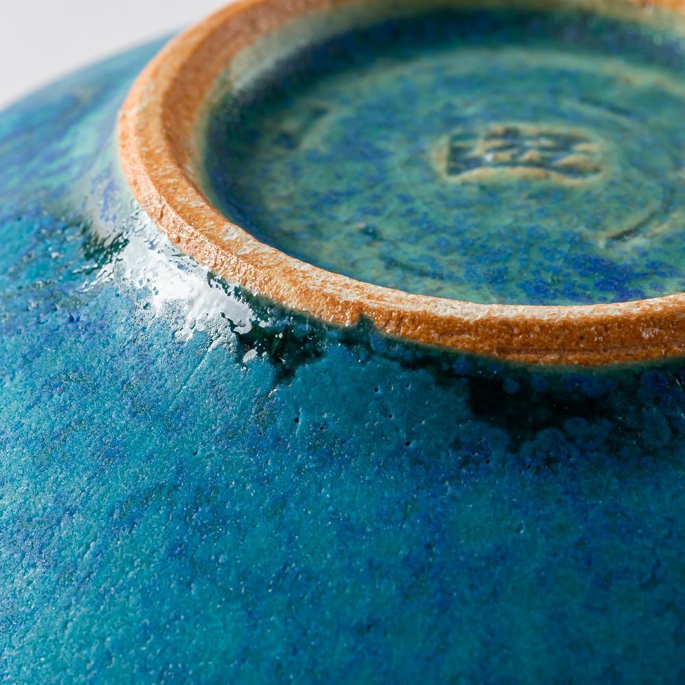 信楽焼 遊楽窯 トルコブルー 輪花小鉢 信楽焼 遊楽窯 信楽焼