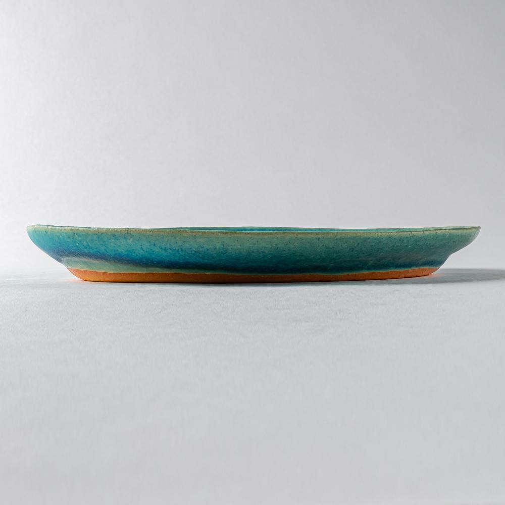 信楽焼 遊楽窯 トルコブルー オーバルプレート 信楽焼 遊楽窯 信楽焼