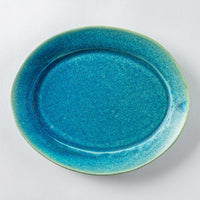 信楽焼 遊楽窯 トルコブルー オーバルプレート 信楽焼 遊楽窯 信楽焼