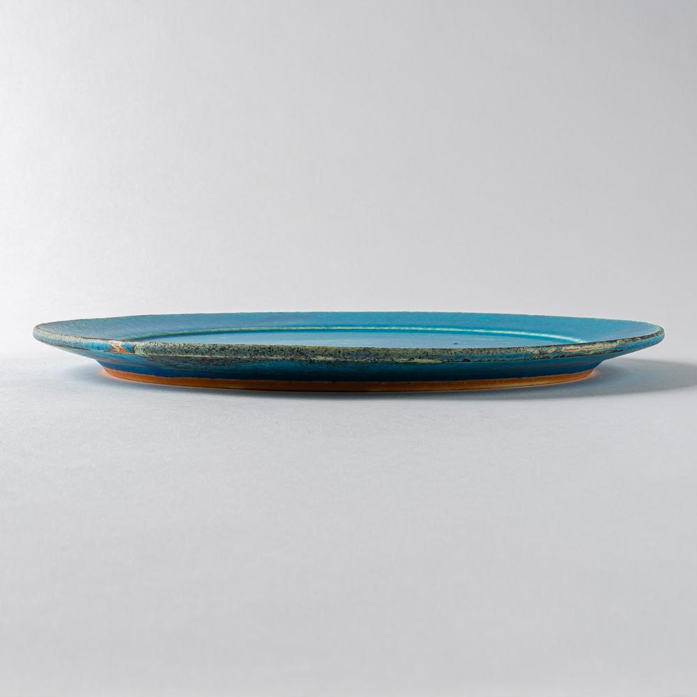 信楽焼 遊楽窯 トルコブルー リムプレート(大) 信楽焼 遊楽窯 信楽焼