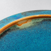 信楽焼 遊楽窯 トルコブルー リムプレート(大) 信楽焼 遊楽窯 信楽焼