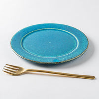 信楽焼 遊楽窯 トルコブルー リムプレート(小) 信楽焼 遊楽窯 信楽焼