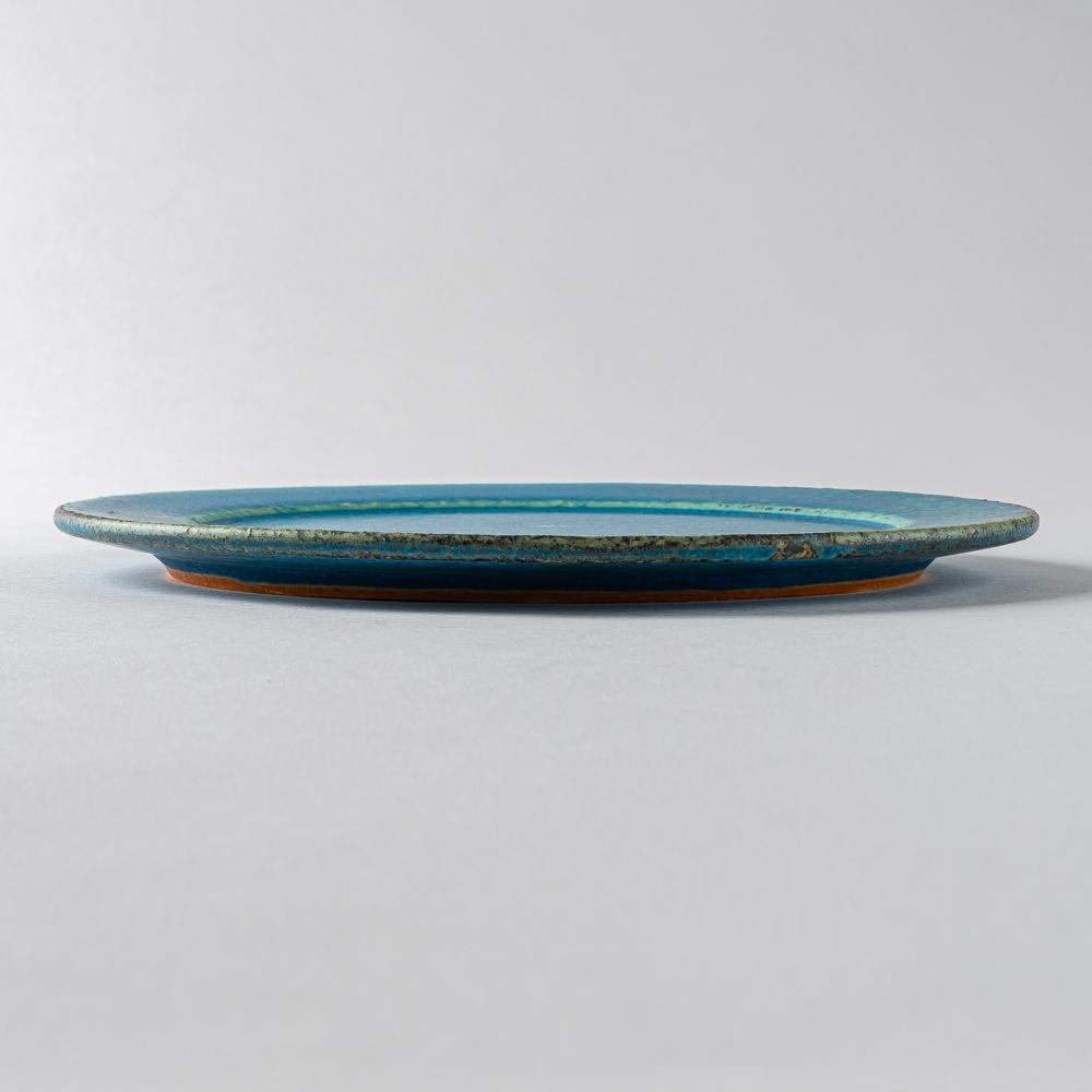 信楽焼 遊楽窯 トルコブルー リムプレート(小) 信楽焼 遊楽窯 信楽焼