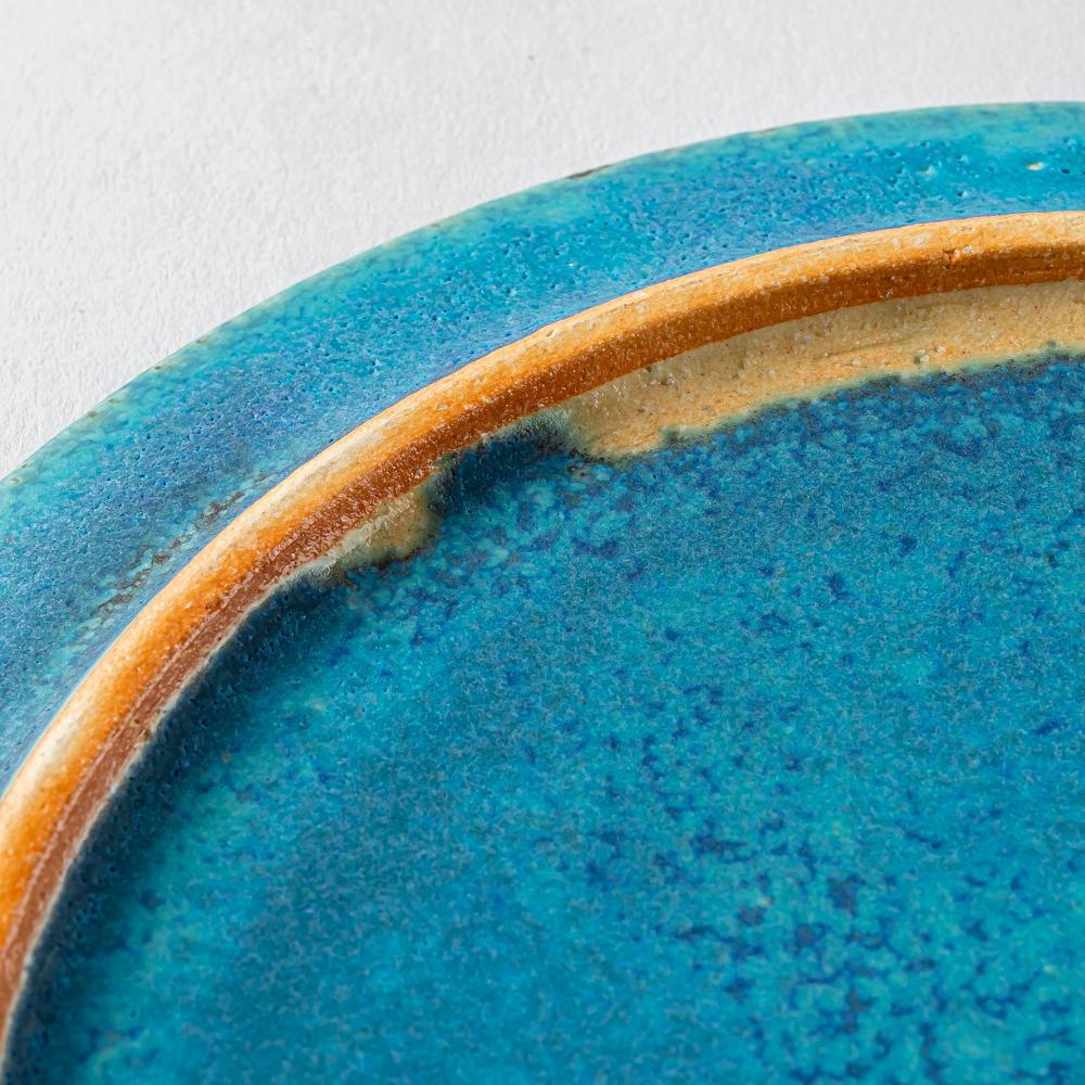 信楽焼 遊楽窯 トルコブルー リムプレート(小) 信楽焼 遊楽窯 信楽焼