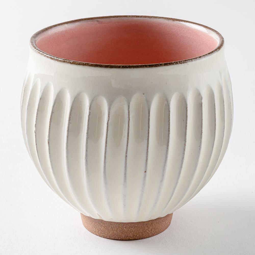 雅峰窯 鎬・フリーカップ(内ピンク、外白) 丹波焼 雅峰窯 丹波焼