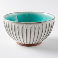 雅峰窯 鎬・碗( S )(内ターコイズブルー、外白) 丹波焼 雅峰窯 丹波焼