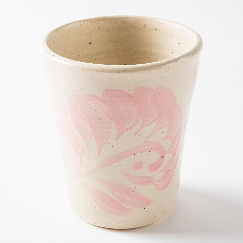 やちむん工房 與那嶺 唐草染付 フリーカップ パステルシリーズ(ピンク