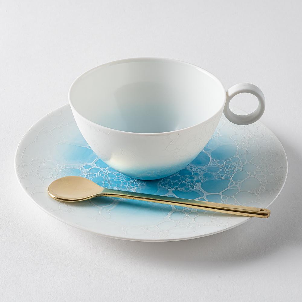 有田焼 やま平窯 泡 エッグシェル コーヒーC/S Blue 有田焼 やま平窯 有田焼