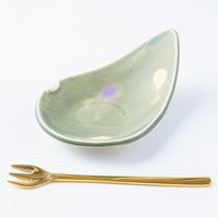 作家 柴田礼美 しずく皿20-風船/グレー 作家 柴田礼美 陶磁器作家もの