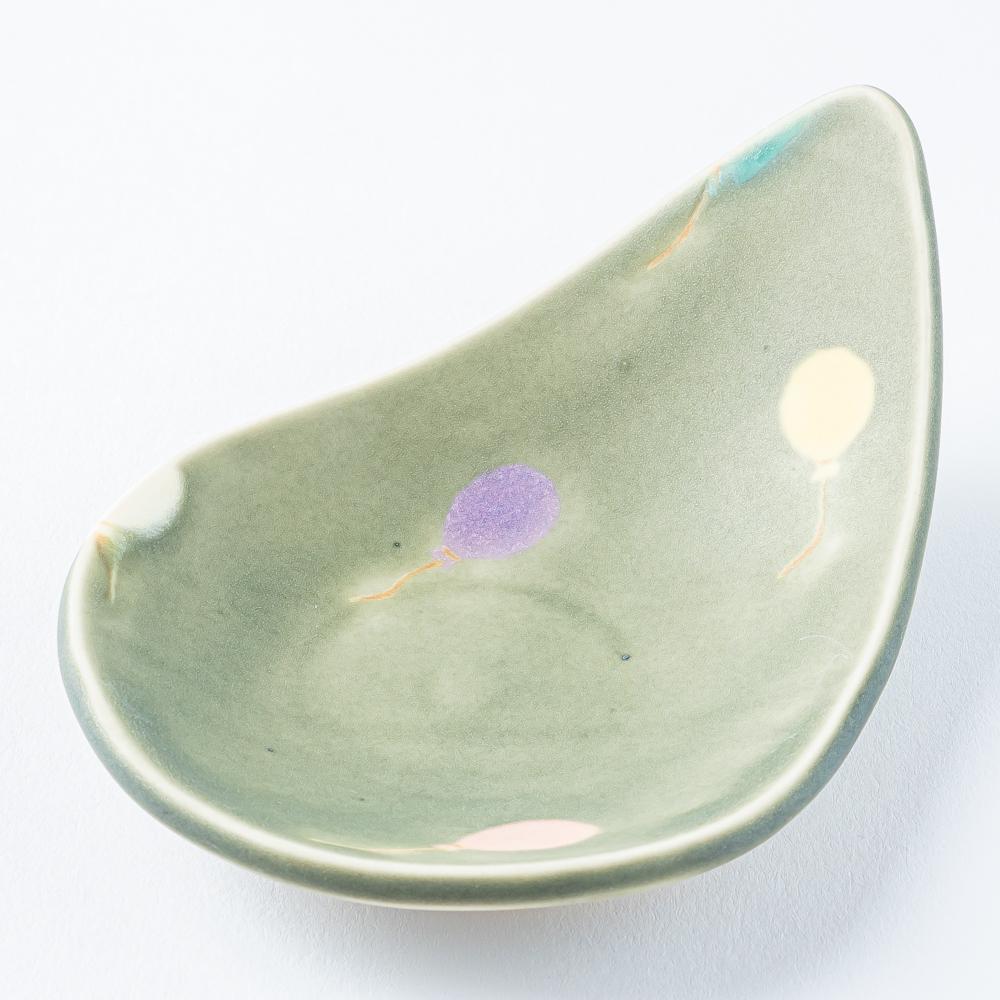 作家 柴田礼美 しずく皿20-風船/グレー 作家 柴田礼美 陶磁器作家もの
