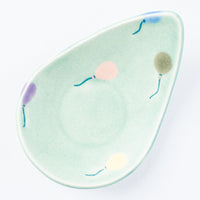 作家 柴田礼美 しずく皿20-風船/グリーン 作家 柴田礼美 陶磁器作家もの