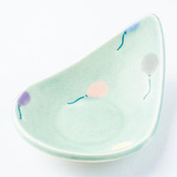 作家 柴田礼美 しずく皿20-風船/グリーン 作家 柴田礼美 陶磁器作家もの