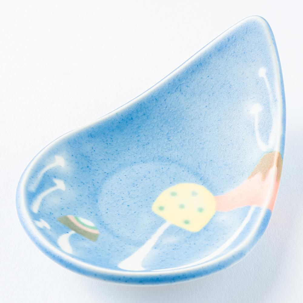 作家 柴田礼美 しずく皿20-きのこ/ブルー 作家 柴田礼美 陶磁器作家もの