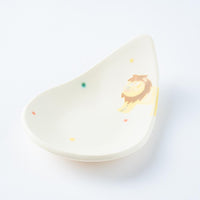 作家 柴田礼美 しずく皿20-ライオン/ホワイト 作家 柴田礼美 陶磁器作家もの