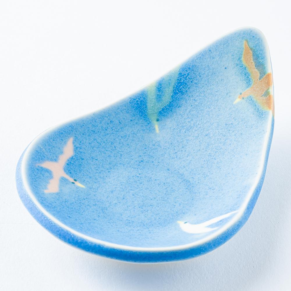 作家 柴田礼美 しずく皿-鳥/ブルー 作家 柴田礼美 陶磁器作家もの