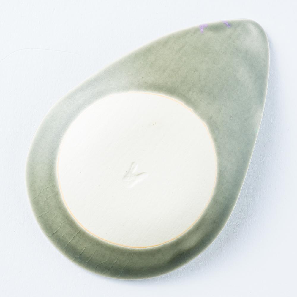 作家 柴田礼美 しずく皿-鳥/グレー 作家 柴田礼美 陶磁器作家もの