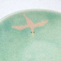 作家 柴田礼美 しずく皿-鳥/グリーン 作家 柴田礼美 陶磁器作家もの