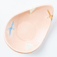 作家 柴田礼美 しずく皿-鳥/ピンク 作家 柴田礼美 陶磁器作家もの