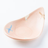 作家 柴田礼美 しずく皿-鳥/ピンク 作家 柴田礼美 陶磁器作家もの