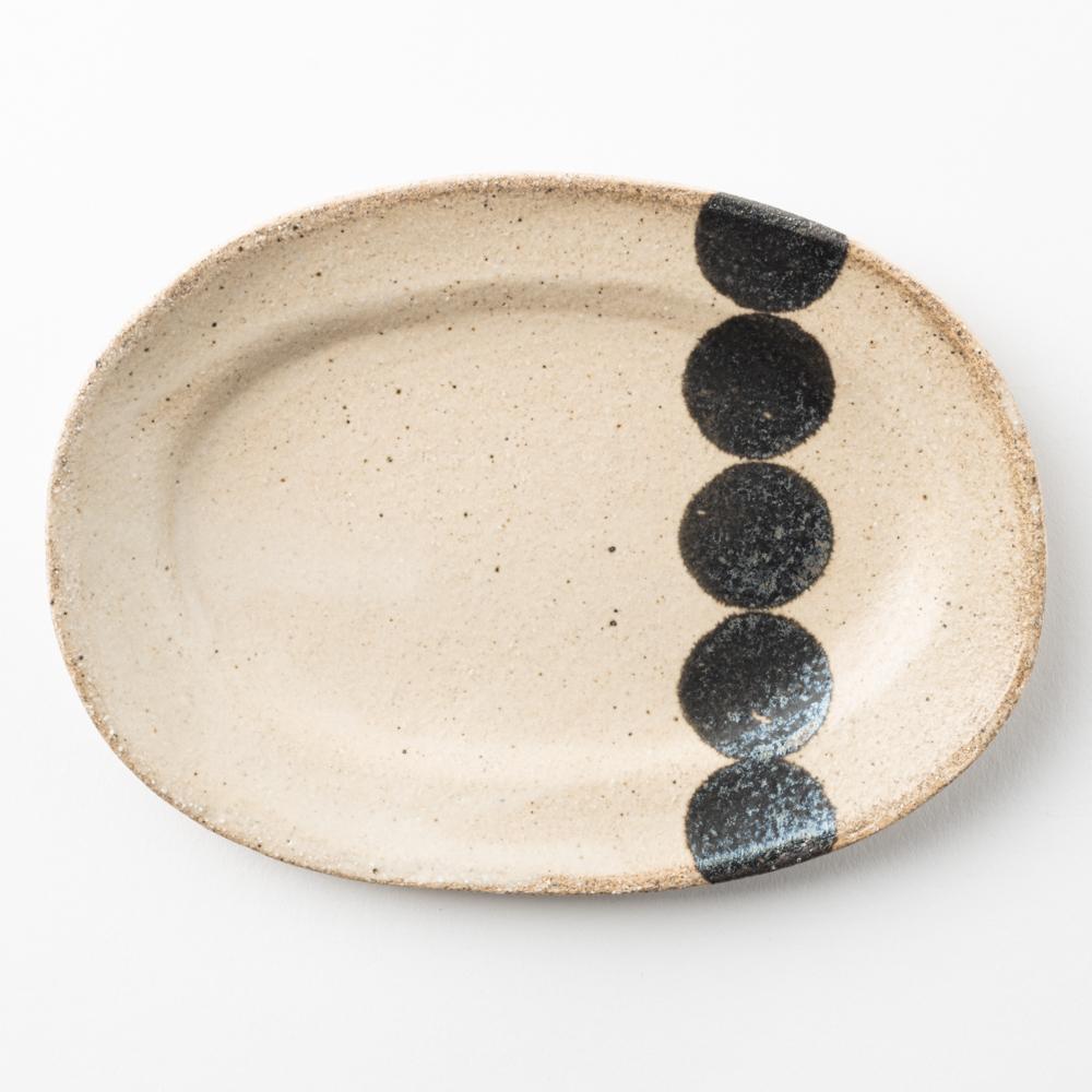 作家 岡村朝子 オーバル皿 小 dot A 作家 岡村朝子 陶磁器作家もの