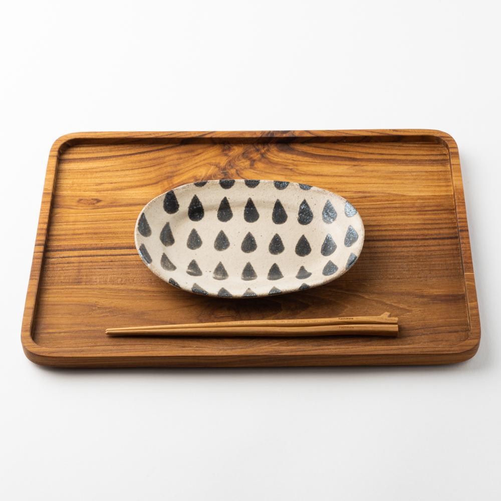 作家 岡村朝子 オーバル皿 小 drop A 作家 岡村朝子 陶磁器作家もの