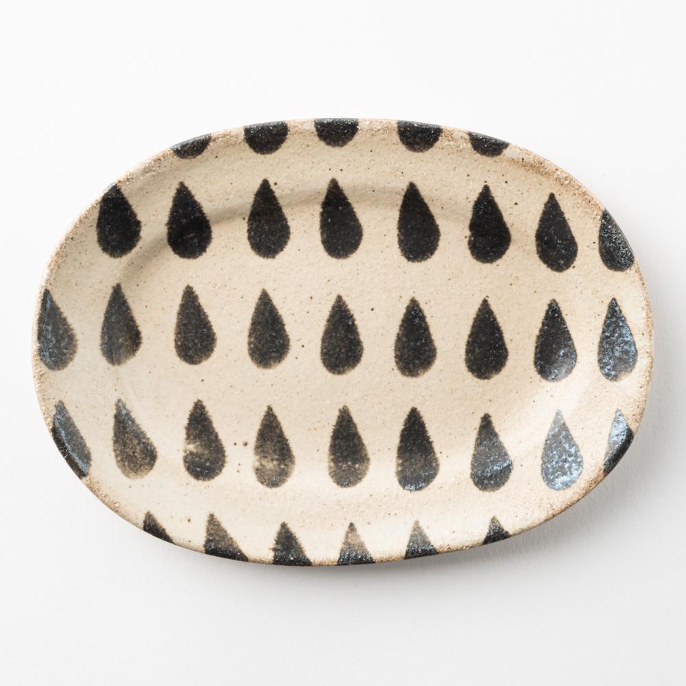 作家 岡村朝子 オーバル皿 小 drop A 作家 岡村朝子 陶磁器作家もの